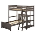 thumbnail image 4 of Max & Lily Solid Wood L-Shaped Twin over Twin Bunk Bed with Bookcase for Kids, Clay, 4 of 14