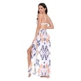thumbnail image 3 of FORMRS Womens Long Sarong Beach Wrap Semi-Sheer Bikini Skirt Bathing Swimsuit Cover Up, Colorful Abstract Pattern, 3 of 7