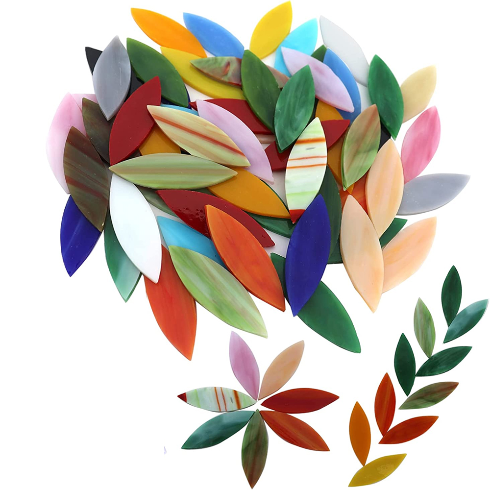 PEACNNG 50 Pieces Large Petal Mosaic Tiles for Crafts Hand Cut Glass