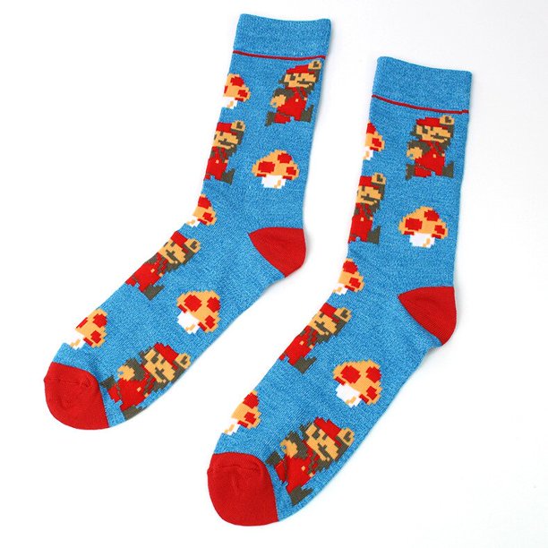 Super Mario Bros Anime Figura Calcetines de algodón Dibujos animados Lindo Cool Hombres adultos Americano Ocio Moda Deportes Tubo medio Regalos de Navidad zhangmengya LED