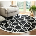 thumbnail image 2 of SAFAVIEH Dhurrie Edgar Geometric Moroccan Wool Area Rug, Black/Ivory, 8' x 8' Round, 2 of 10