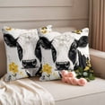 thumbnail image 2 of Floral Cow Pillow Covers 2 Pack Country Farm Watercolor Black White Cow Yellow Flowers Butterfly Pillowcase Waterproof Outdoor Throw Pillow Cover for Patio Garden Square Cushion 16”x16”, 2 of 9