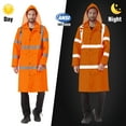 thumbnail image 7 of ProtectX High Visibility Waterproof Rain Coat for Men, Reflective One-piece Rain Jacket, Heavy Duty Long Rain Suit, Hi Vis Safety Gear with 300D Oxford, Orange, Small, 7 of 7