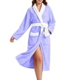 thumbnail image 3 of StSilkitty Womens Robes Lightweight Long Sleeve Tie Front Bathrobe Fall Winter Fleece Fuzzy Loungewear with Pockets, 3 of 7