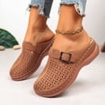 thumbnail image 6 of Purcolt Clogs for Women Comfortable Casual Hollow-out PU Leather Closed Round Toe Arch Support Slip On Flat Shoes Lightweight Memory Foam House Shoes with Buckle, 6 of 9