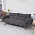 thumbnail image 4 of 75 Inch Flared Arm Convertible Sleeper Sofa Loveseat to Twin Size Bed Dark Gray, 4 of 10