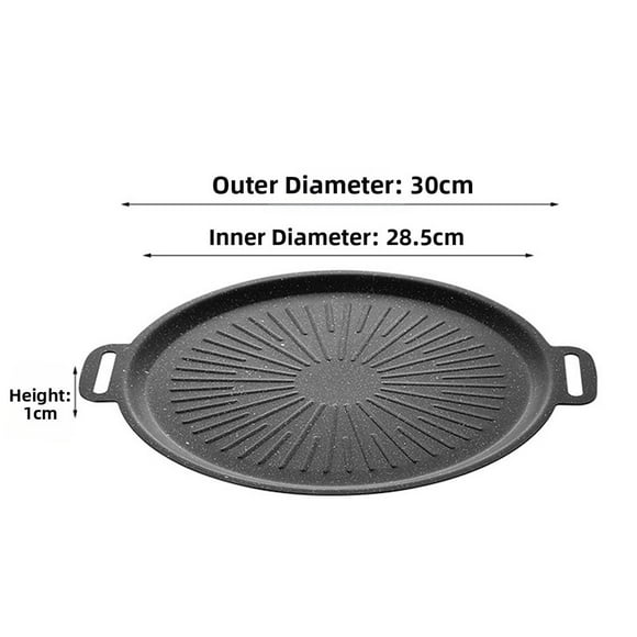 Extra Thick Double Ear Non Baking Pan Korean BBQ Grill Stone Plate for Outdoor