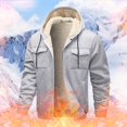 thumbnail image 2 of uikmnh Men's Jackets Winter Jacket Men's Lined Jacket with Hood Men Plain Coat with Zip Men's Windproof Outdoor Jacket Warming Jacket Coat Winter Coat Size:M, 2 of 5