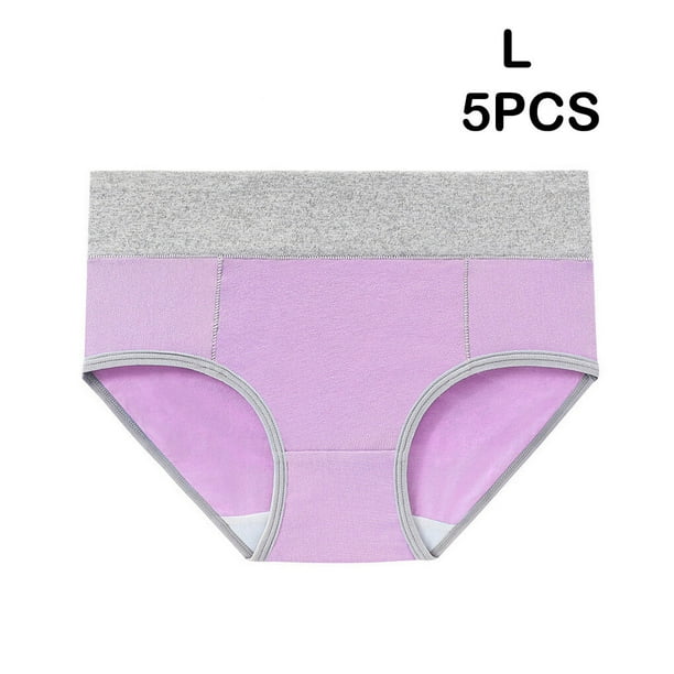 serony 5 Pieces Seamless High Waist Women Underwear Panties Elastic  Waistband Push Up Briefs Wide Leg Opening for Sports Purple L