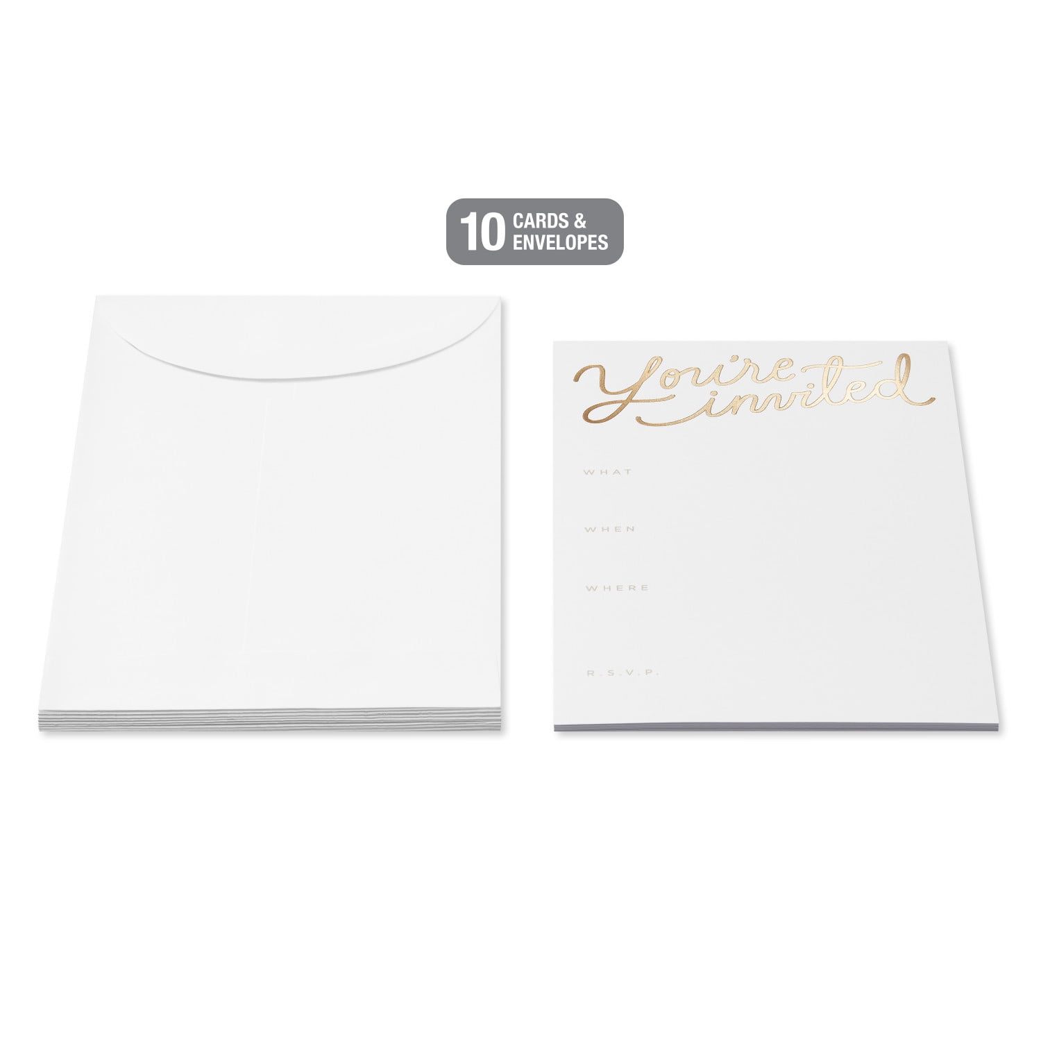 American Greetings Party Invitations with Envelopes, Gold Script on White (10-count)