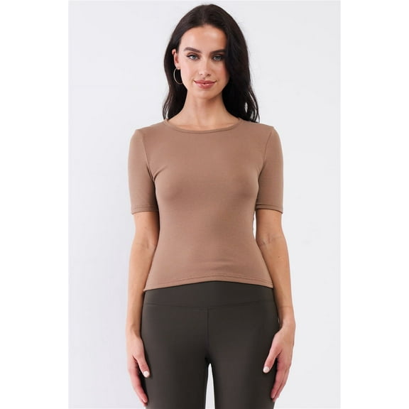 Ribbed Crew Neck Short Sleeve T-Shirts