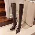 thumbnail image 6 of Viluyesy Over The Knee Boots for Women Stiletto High Heel Pointed Toe Side Zipper Comfortable Faux Leather Dress Shoes Brown Size 7, 6 of 9