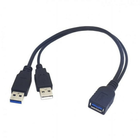 Xiwai Cable USB 3.0 Female to Dual USB Male Extra Power Data Y Extension Cable for 2.5" Mobile Hard Disk