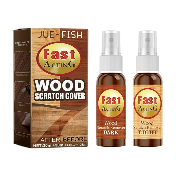 JUE-FISH Agente reparador de rayones para pisos de madera, aerosol para retocar rayones, renovación de pisos de muebles, reparación de pintura de retoque,2 piezas