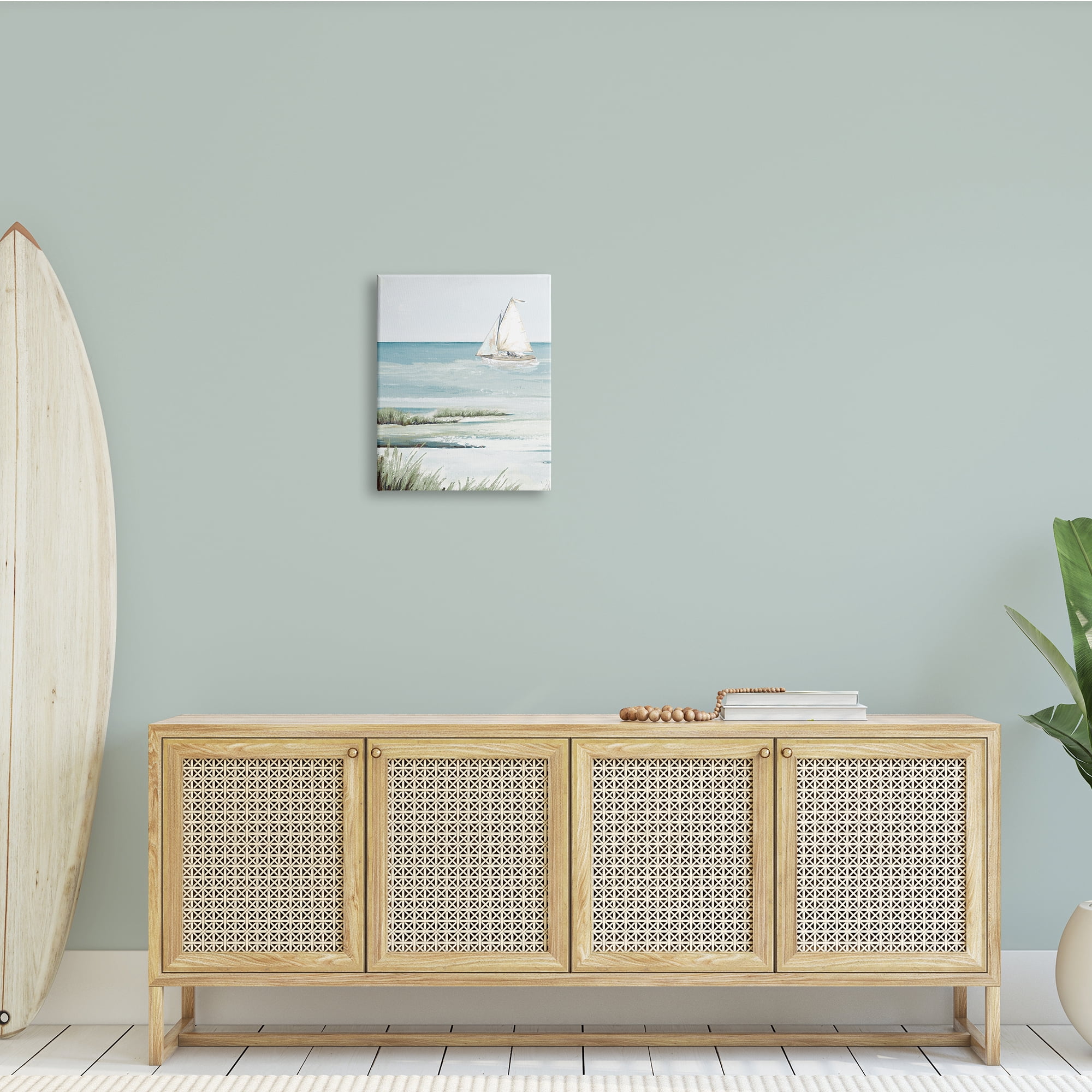Stupell Indtries Sailing the Bay Soft Traditional Grassy Nautical Landscape,16 x 20,Design by Patricia Pinto