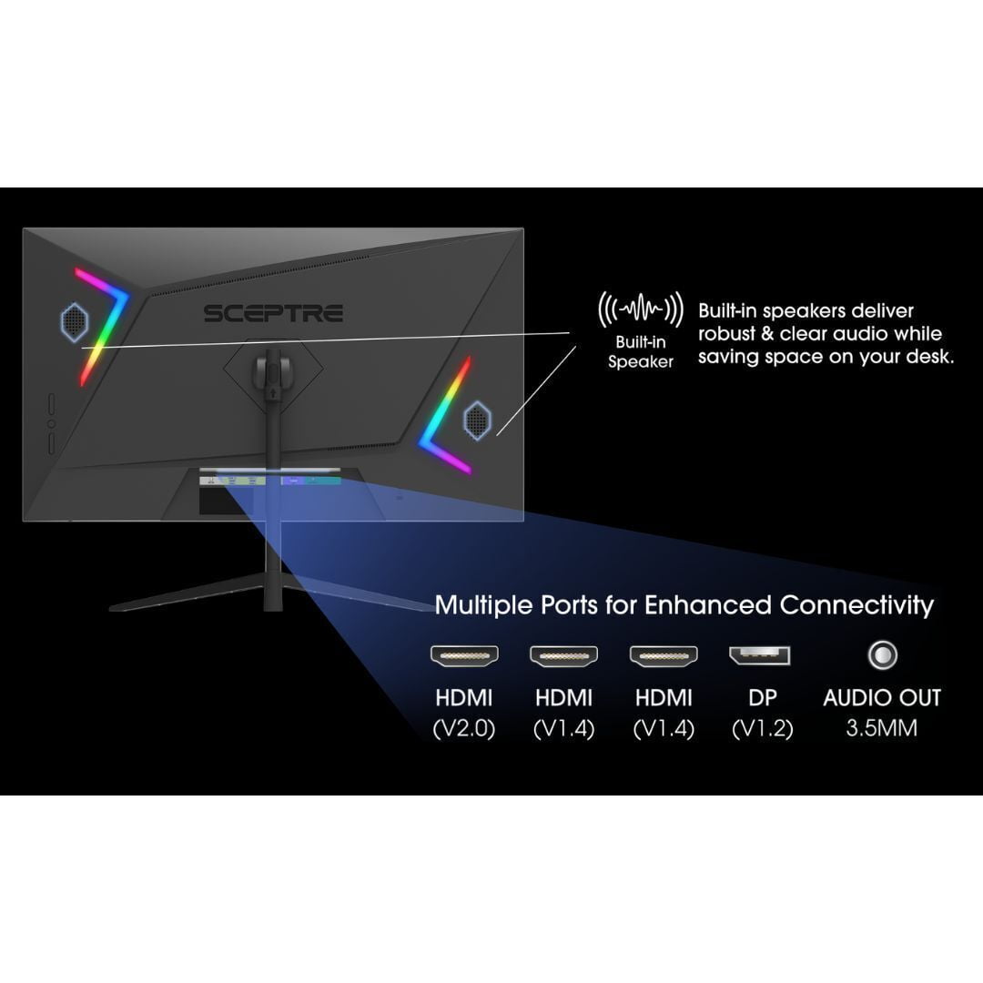 Sceptre 27-Inch 165Hz Edgeless Gaming Monitor with Full HD 1080 Resolution, AMD FreeSync Premium, and Built-In Speaker (Black)