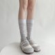 thumbnail image 1 of Zhuge 3 pares de calcetines casuales de tubo de algodón hasta la rodilla para mujer, calcetines largos hasta la rodilla de punto sólido, regalo para toda la temporada, elásticos, suaves (gris), 1 of 2
