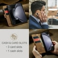 thumbnail image 4 of ELEHOLD Luxury Leather Wallet Case for Samsung Galaxy Z Fold7 with Card Slots Money Pocket Kickstand Magnetic Closure Shockproof Anti-Scratch Purse Case for Samsung Galaxy Z Fold7 ,Brown, 4 of 10