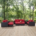 thumbnail image 2 of Modern Contemporary Urban Design Outdoor Patio Balcony Nine PCS Sofa Set, Red, Rattan, 2 of 9