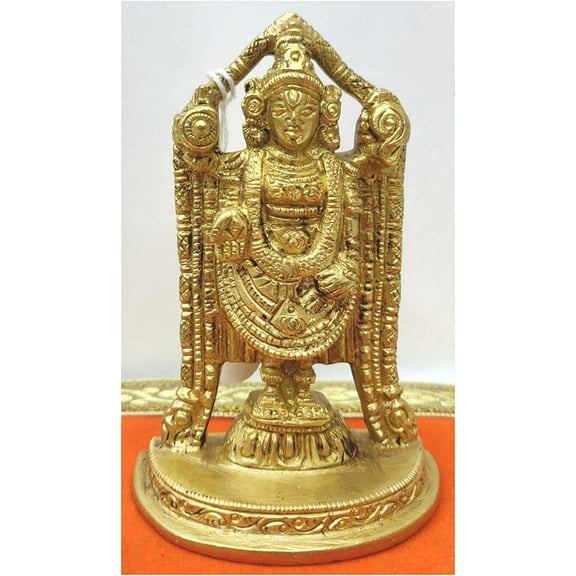 Lord Balaji Statue Handmade Balaji Sculpture Tirupati Balaji Figurine Indian Devotional Statue Small Balaji Murti Brass Balaji Statue Indian Home Decor Religious God Statue - AtoZ India Cart