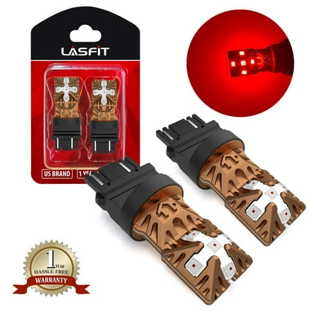 LASFIT 3157 3156 3057 3457 LED Bulbs Polarity Free Super Bright LED Lights, Use for Brake Tail Light, Turn Signal Lights, Brilliant Red (Pack of (Best Led Brake Light Bulbs)