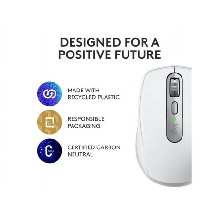 Logitech - MX Anywhere 3S Wireless Bluetooth Fast Scrolling Mouse with Programmable Buttons - Pale Gray