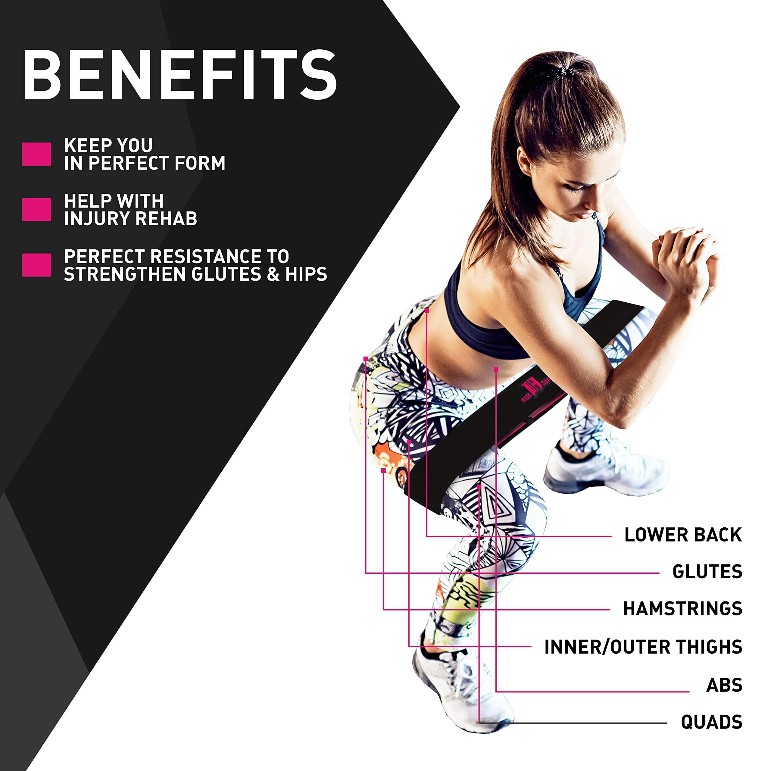 RIMSports Hip Workout Booty Resistance Bands for Legs and Butt