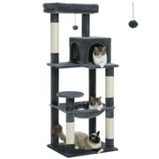 Pawz Road Cat Tree for Large Cats 56Tall Cat Tower Condo with Scratching Post for Indoor Cats,Dark Gray