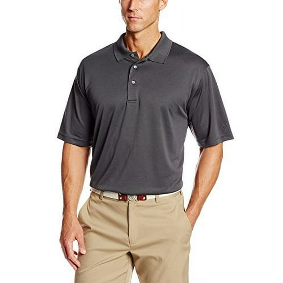 PGA TOUR Men's Big and Tall Airflux Short Sleeve Solid Polo-Shirts, Asphalt, 3X