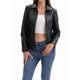 thumbnail image 3 of Chaqueta de Piel Sintética para Mujer, Estilo Motociclista, con Cremallera, Ideal para Salir. Negro XL, 3 of 10