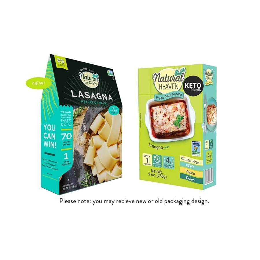 Veggie Pasta Hearts of Palm Noodles by Natural Heaven Lasagna Size 3