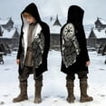 thumbnail image 2 of Zylarhe Boys Halloween Capes Norse Long Tunic Cape Coat with Hood for Playtime Black 4-5 Years, 2 of 4