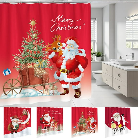 kladzum Christmas Shower Curtain 71x71 Inches, Decorative Print Shower Curtains Waterproof Polyester Durable Shower Curtain Liner for Bathroom, Shower Room, Holiday Decor