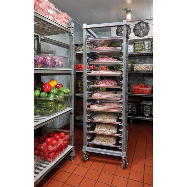 Cambro UPR1826FP20 Ultimate (20) Pan End Load Full Size Sheet Pan Rack  w/Plastic Casters - Unassembled