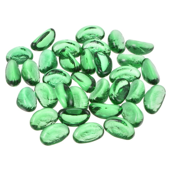 33pcs Fire Glass Beads for Fire Pit 3/4" Luster Crystal Marbles Glass Drops for Fish Tank Green