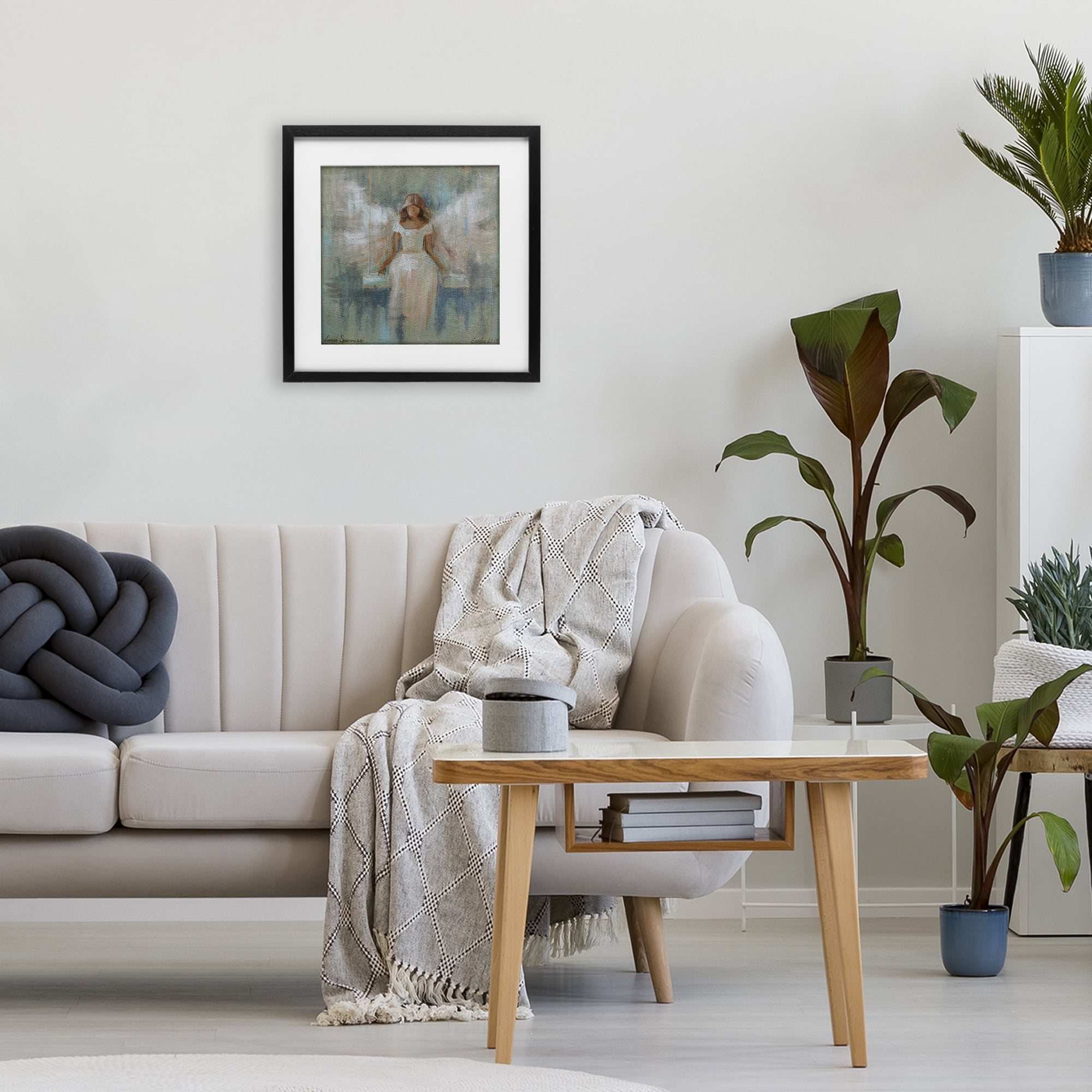 Stupell Industries Dreamlike Restful Angel Black Framed Print Under Glass, design by Linda Sperruzzi