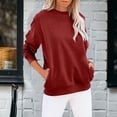thumbnail image 2 of Charmgo Womens Sweatshirt, Women's Crew Neck Solid Color Sweatshirt Tops Long Sleeves Casual Pullover Lightweight Loose Tops Crewneck Sweatshirts Oversized, Fall Outfits for Women 2024 Red XXL, 2 of 5