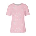 thumbnail image 4 of Pisexur Hauts de Printemps pour Femmes Pull Décontracté à Manches Courtes Imprimé Col Rond, Blouses pour Femmes Habillées Décontractées Hauts pour Femmes Rose,TG, 4 of 5