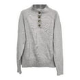 thumbnail image 5 of DHFJKG Sweaters For Women Loose Fit Solid Color Button Placket Turndown Collar Long Sleeve Knitted Top Pullover Winter Comfort Jumper Tops, 5 of 5
