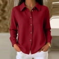 thumbnail image 2 of VBVC Women's Waffle Button Down Shirt , Long Sleeve Collared Top For Women , Ladies' Lightweight Casual Work Blouse, Wine , S-2XL, 2 of 8