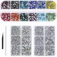 thumbnail image 1 of Crafting Rhinestones Set, Round Flat Back Glass Stones, Clear & Transparent AB, 6 Sizes 12 Colors for DIY Projects, 1 of 4
