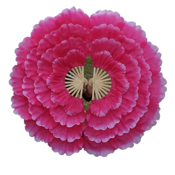 92cm Half-folded Dance Fan Adult Double-sided Peony Hand Fan Square Dance Fan Club Performance Props Decorative Craft Fan