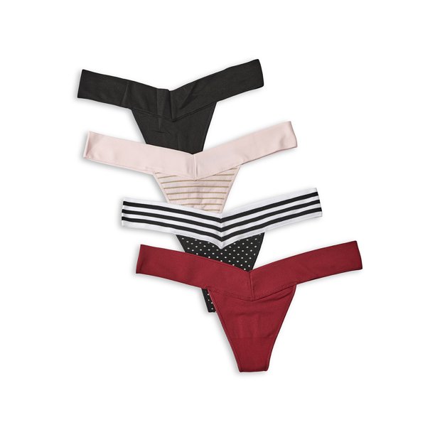 No Boundaries Women's Seamless Thong Panties, 4Pack
