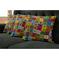 thumbnail image 5 of Ambesonne Tribal Throw Pillow Cover 4 Pack, Aboriginal Prehistoric, 18", Multicolor, 5 of 5