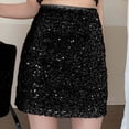 thumbnail image 2 of WTXUE Jupe à Sequins, Jupe Courte Décontractée Ajustée Taille Haute à Sequins pour Femmes, 3 Noir P, 2 of 4