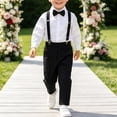 thumbnail image 2 of Splozh Baptism Outfit for Boys Fashion, Long Sleeves Shirt Trousers Bow Tie Outfits Sets Weddings Soft Comfortable Breathable,Black,3-4 Years, 2 of 5