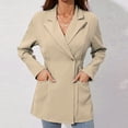 thumbnail image 4 of LOVZFMLL Vestes pour Femmes Couleur Unie Mode Col à Revers Bouton Manches Longues Petit Blazer Pardessus, 4 of 7