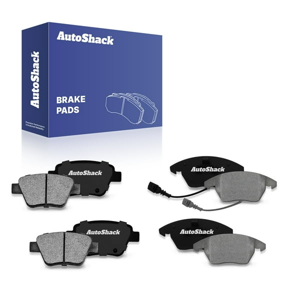 AutoShack Front & Rear Ceramic Brake Pad Set for Volkswagen & Audi, Jetta 2011, 2014 Beetle 2012-2013 Golf 2012-2014 GTI 2012-2014 Eos 2012-2016 A3 2011-2013, FWD L4 1.8L 2.0L L5 2.5L