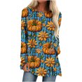 thumbnail image 2 of VKOYWKM Womens Tops Thanksgiving Shirts Pumpkin Print Long Sleeve Fall T-Shirt Thankful Crew Neck Blessed Tunic Tops, 2 of 5