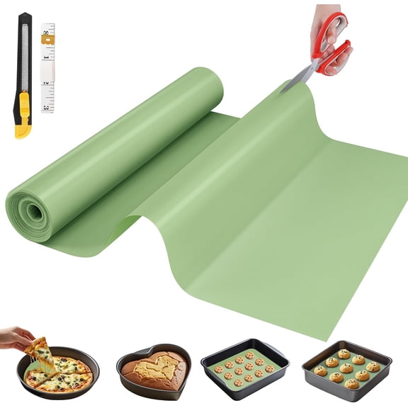 Silicone Baking Mat, 12 IN x 6 FT Free Cutting Sheet,Non-Stick Reusable Dough & Pastry Mat,Non-Slip Mat Roll for Air Fryer Liner,Freeze Dryer,Oven Pan,Kitchen Counter